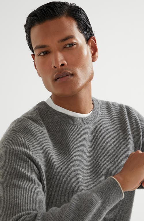 Brunello Cucinelli English Rib Knit Sweater In Dark Grey