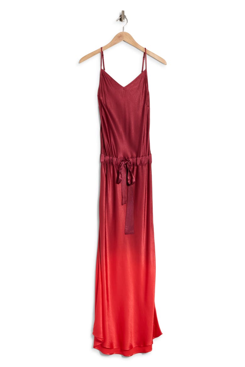 Kalani Satin Slipdress, Alternate, color, DARK RUBY OMBRE