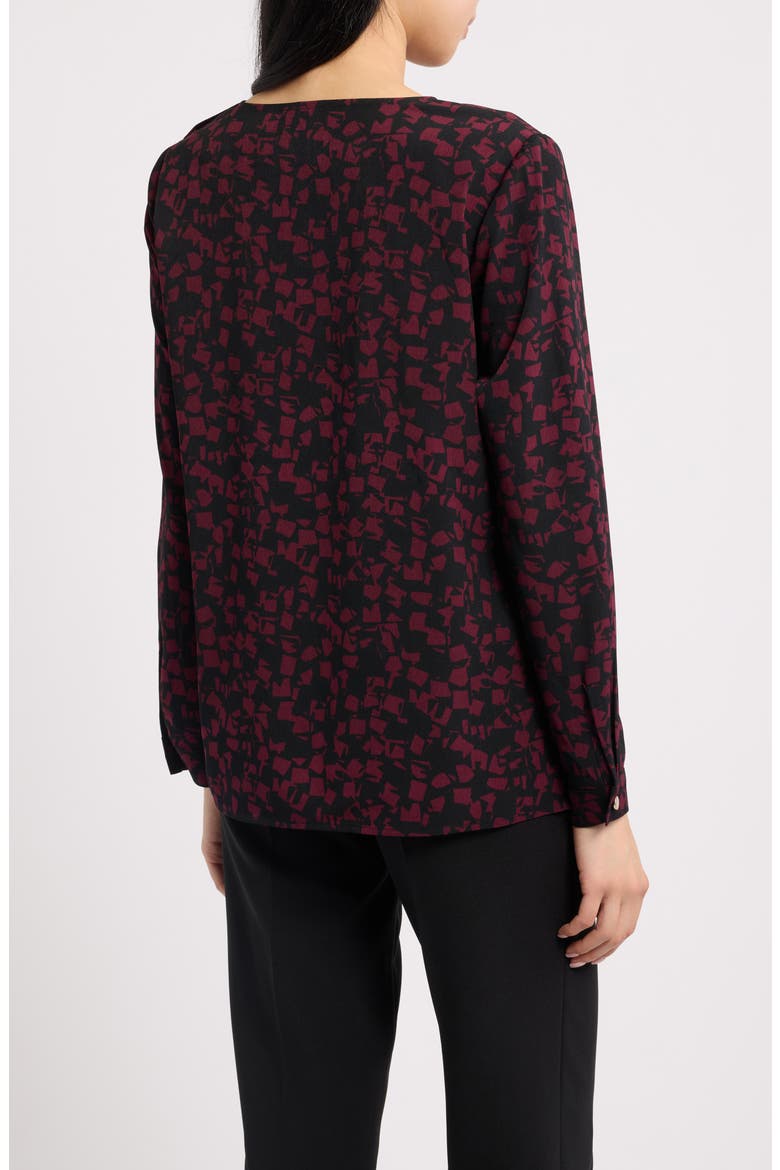 Print Button Shoulder Top, Alternate, color, ANNE BLACK/ CHIANTI