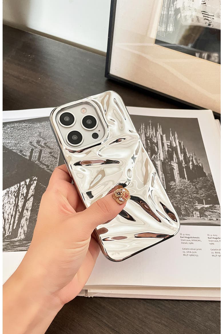 Silver Crinkle iPhone 15 Pro Max Case, Alternate, color, SILVER