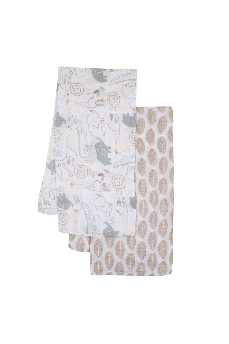 Jungle Story 100% Cotton Muslin Safari Swaddle Blankets - 2 Pack, Main, color, White