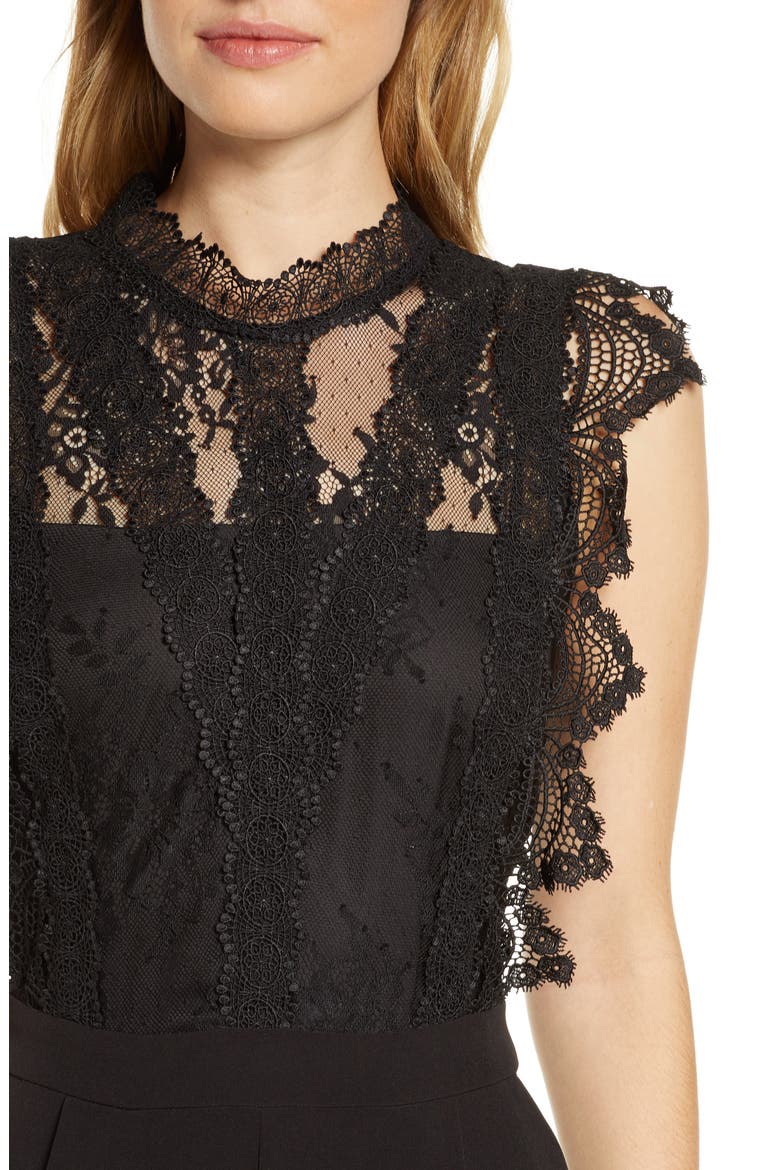 Madeline Lace Jumpsuit, Alternate, color, BLACK