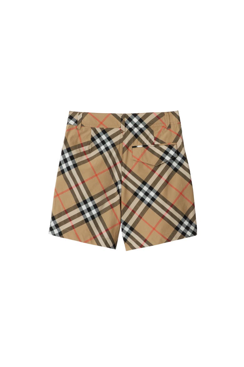 Check Cotton Shorts, Alternate, color, Sand beige