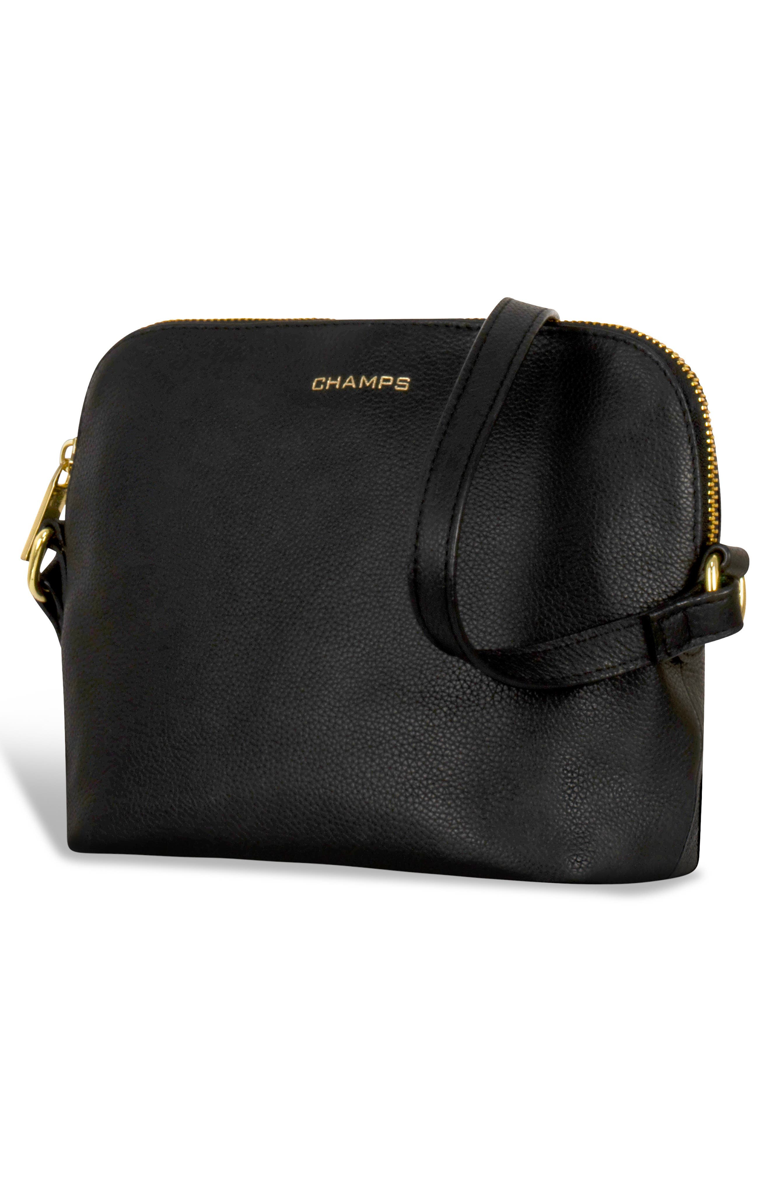Leather Top Zip Crossbody Bag, Alternate, color, BLACK