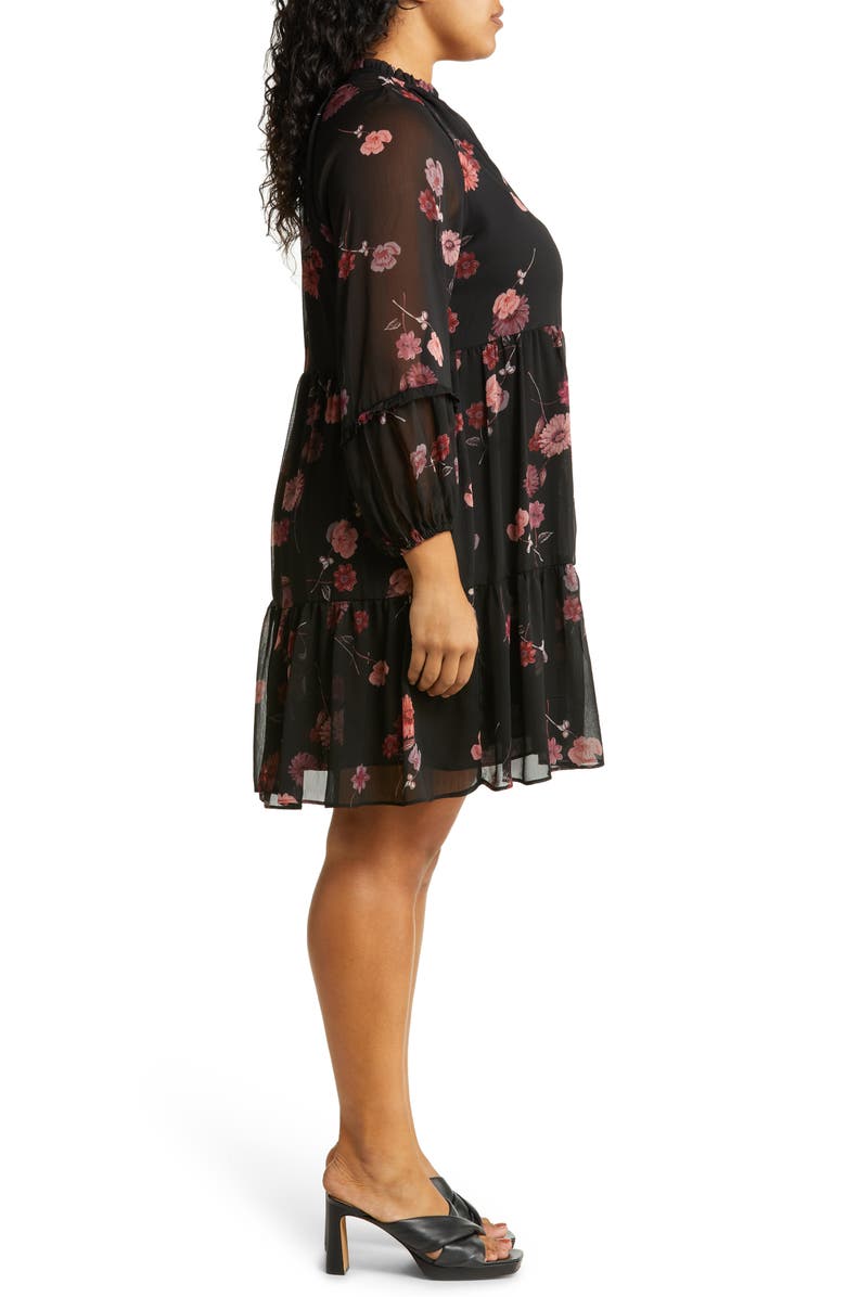 CeCe Floral Print Long Sleeve Babydoll Dress, Alternate, color,