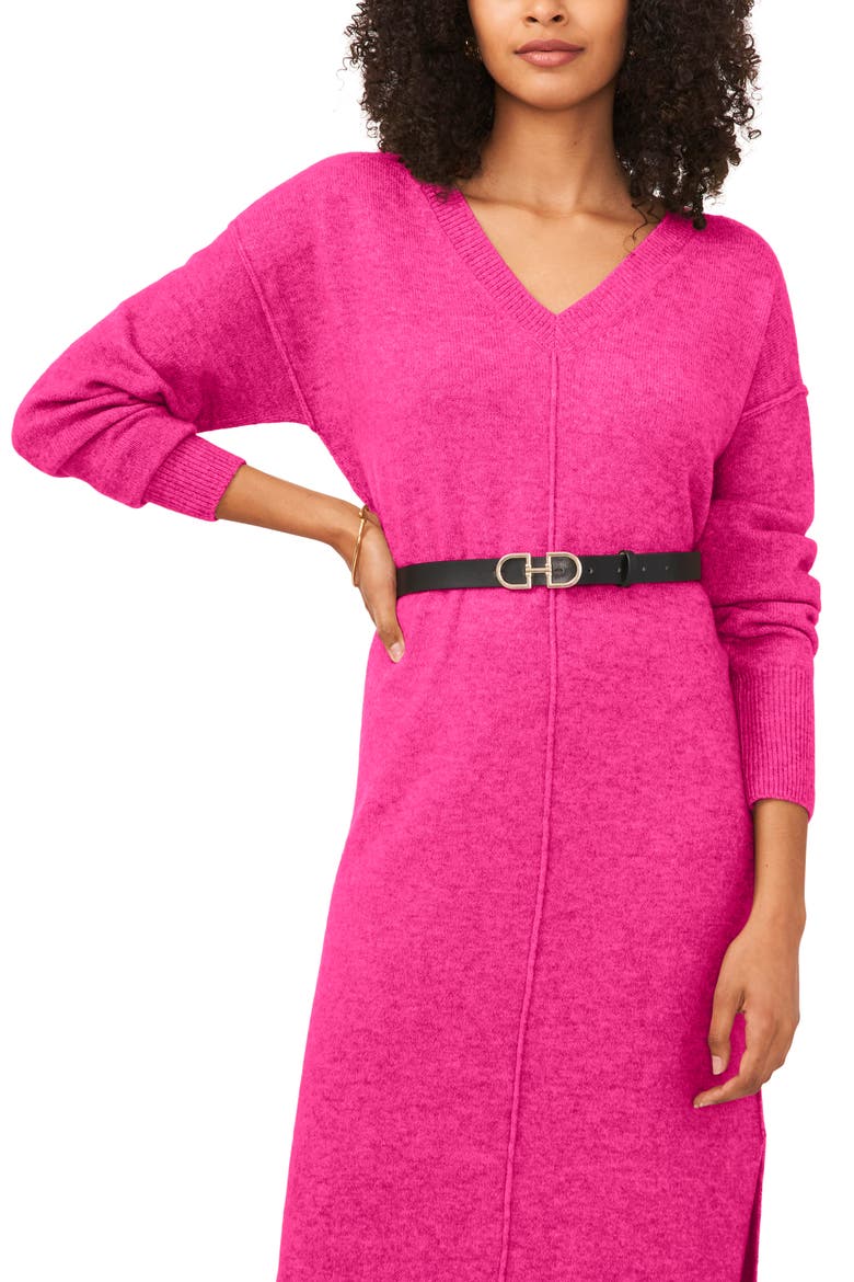 Exposed Seam Long Sleeve Sweater Dress, Alternate, color, PARADOX