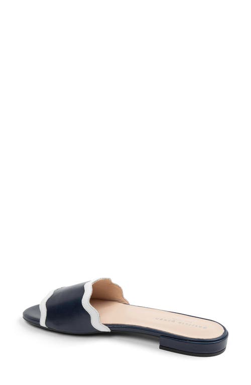 Shop Patricia Green Emma Raffia Slide Sandal In Navy/white Leather