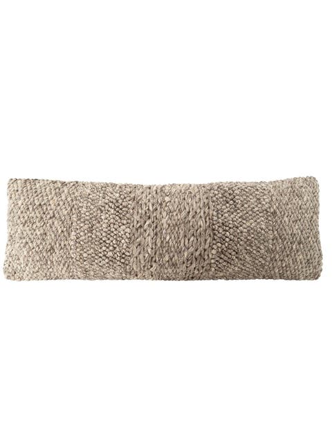 Textured Taupe Handwoven Pillow 14x40 with Down Insert
