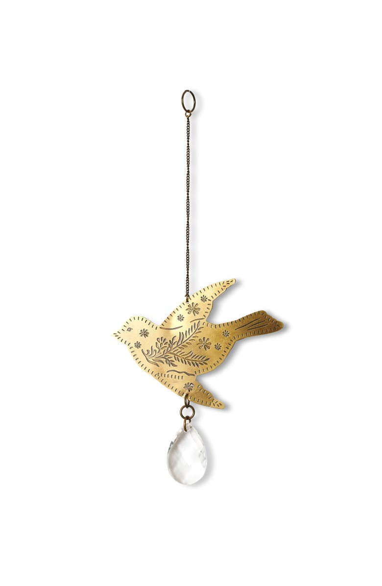 Matr Boomie Surya Bird Engraved Brass Suncatcher, Alternate, color, Gold