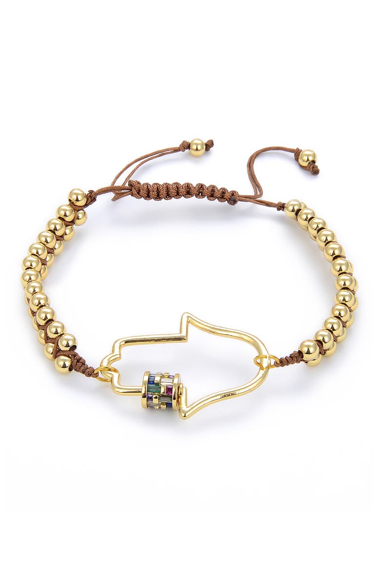 Luxe Collection Hamsa Gold Beaded Bracelet, Main, color, GOLD