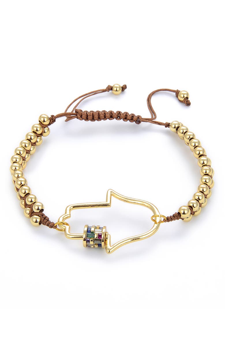 EYE CANDY LOS ANGELES Luxe Collection Hamsa Gold Beaded Bracelet, Main, color, Gold