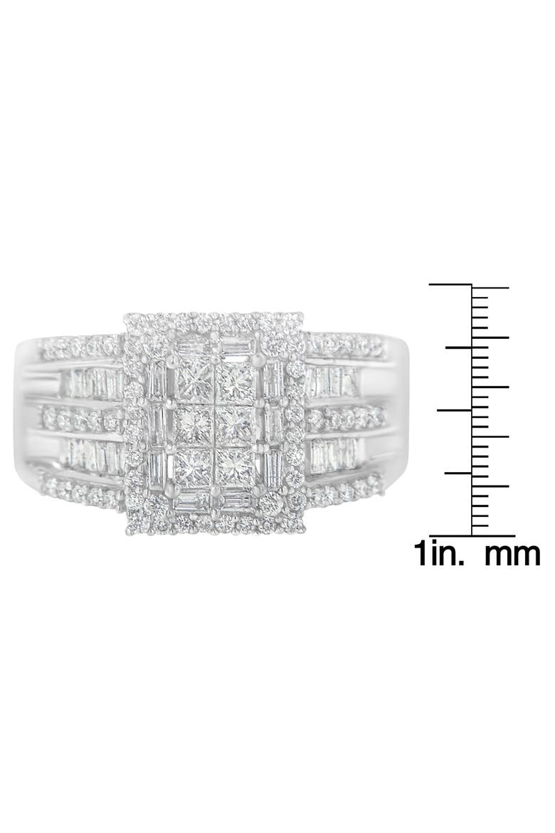 10K White Gold 1.0 Cttw Diamond Cluster Ring, Alternate, color, White