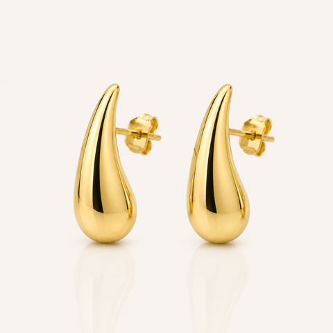 Golden Tear Drop Studs