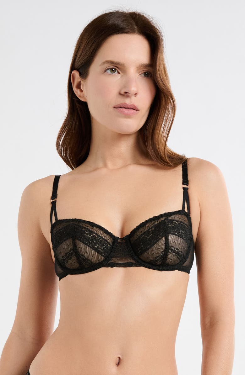 Etam Exception N°9 Embroidered Underwire Balconette Bra, Alternate, color, Black