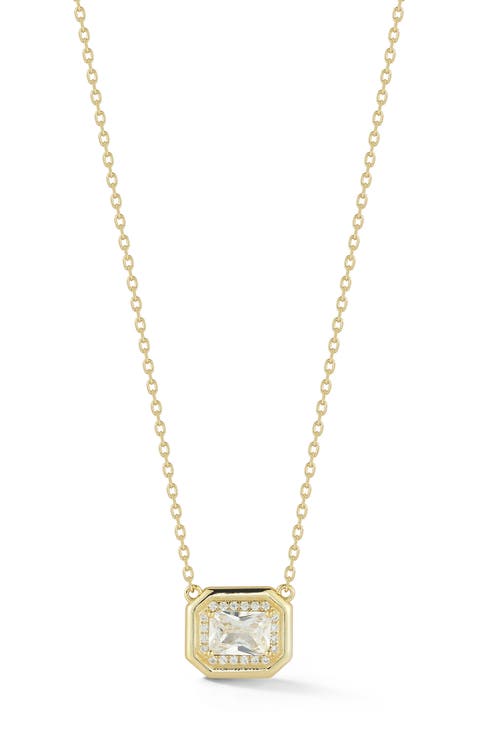 Emerald Cut Cubic Zirconia Pendant Necklace