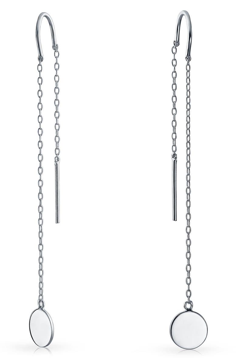 BLING JEWELRY Sterling Silver Threader Disc Drop Earrings, Alternate, color,