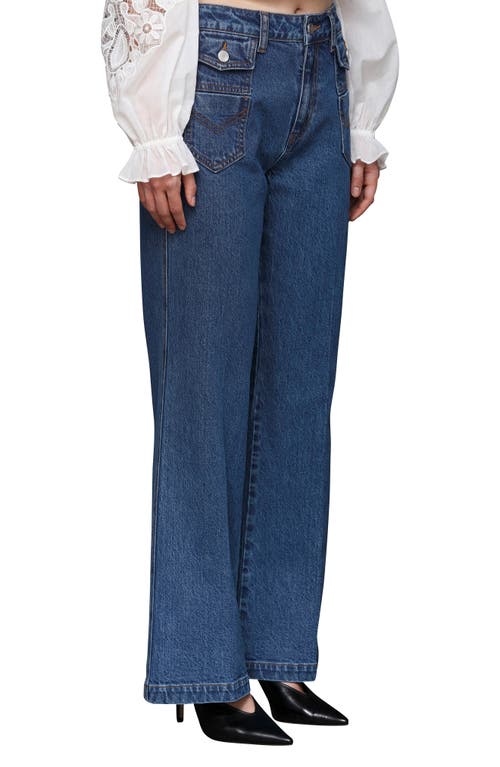 Avec Les Filles Pocket Flare Jeans In Blue