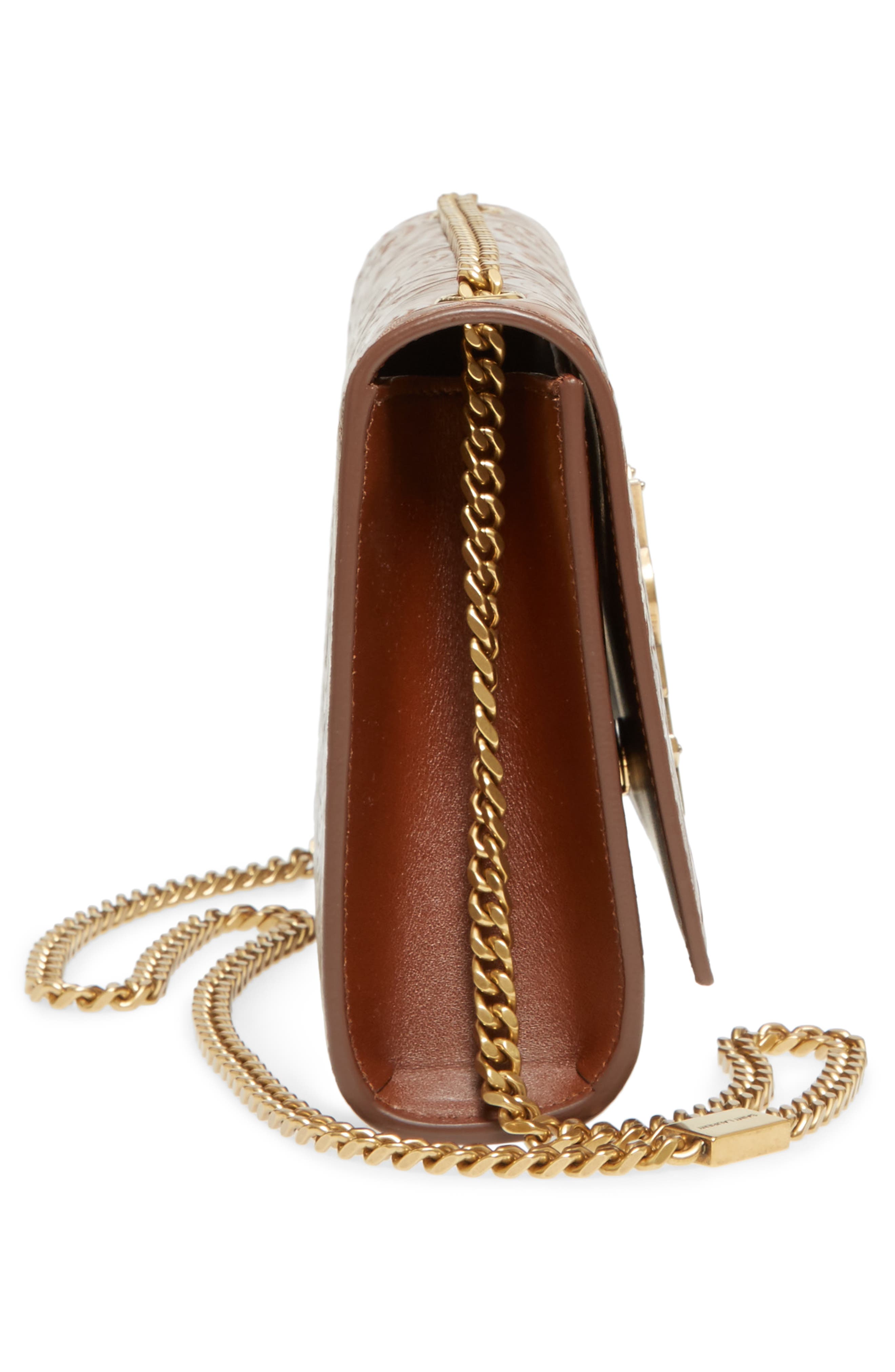 Medium Kate Floral Tooling Embossed Leather Crossbody Bag, Alternate, color, TOASTED BROWN