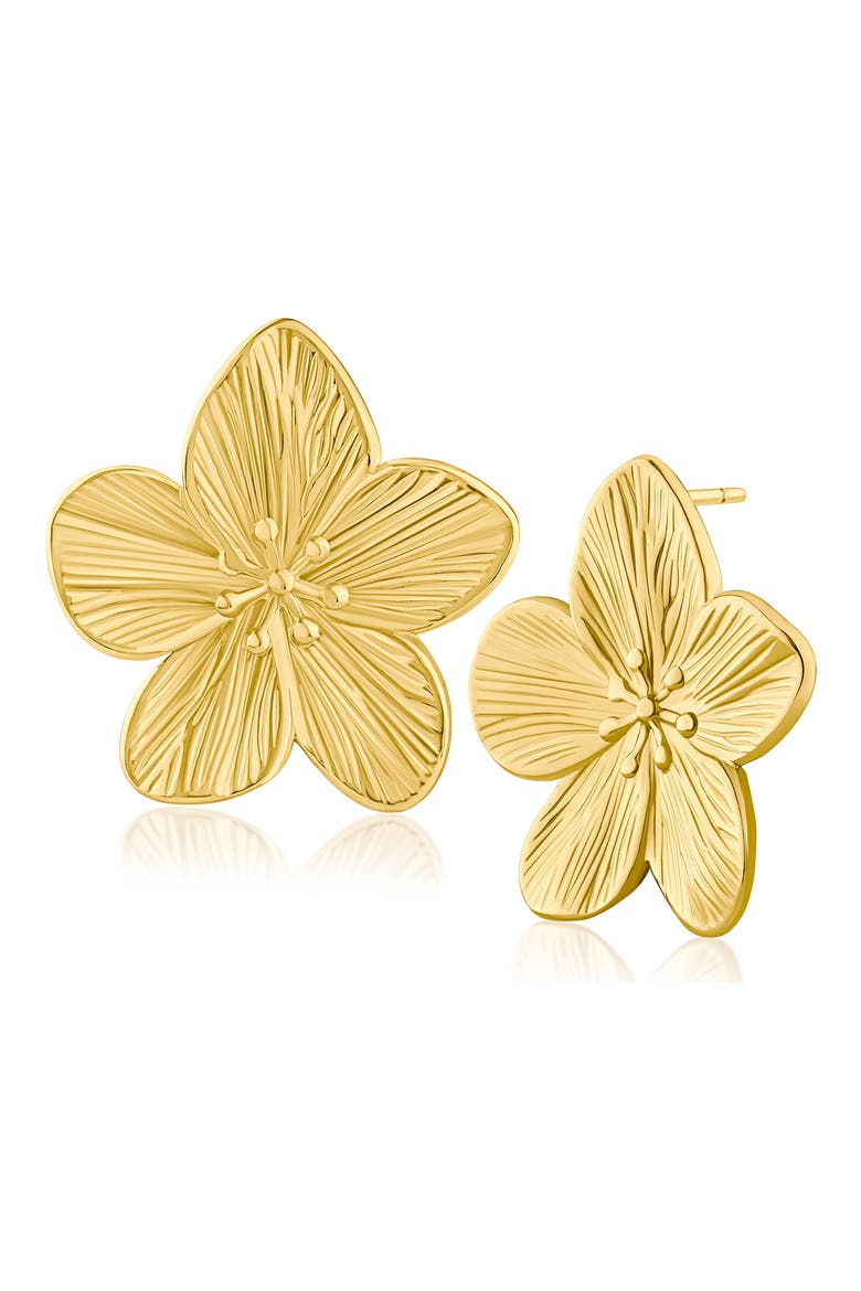 Etched Floral Stud Earrings (Nordstrom Exclusive), Main, color, GOLD