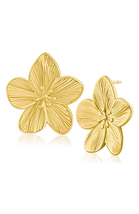 Etched Floral Stud Earrings