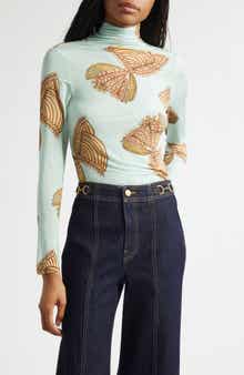 Aurelia Butterfly Print Turtleneck Top