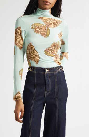 Aurelia Butterfly Print Turtleneck Top