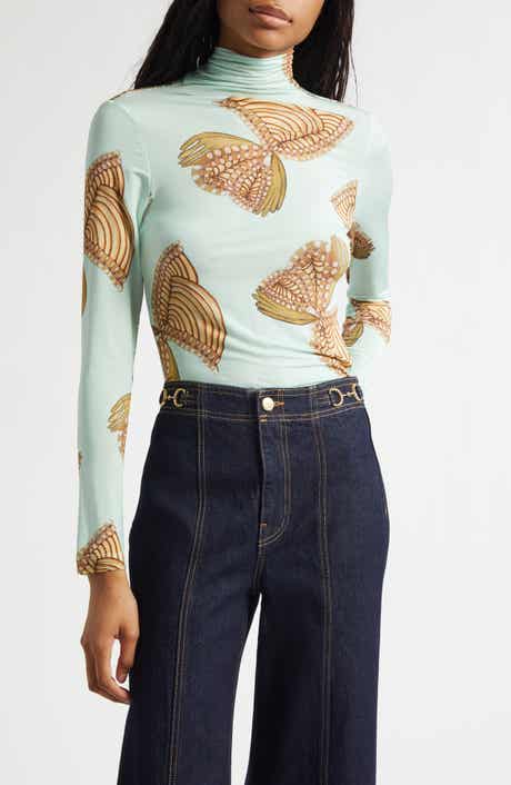Aurelia Butterfly Print Turtleneck Top