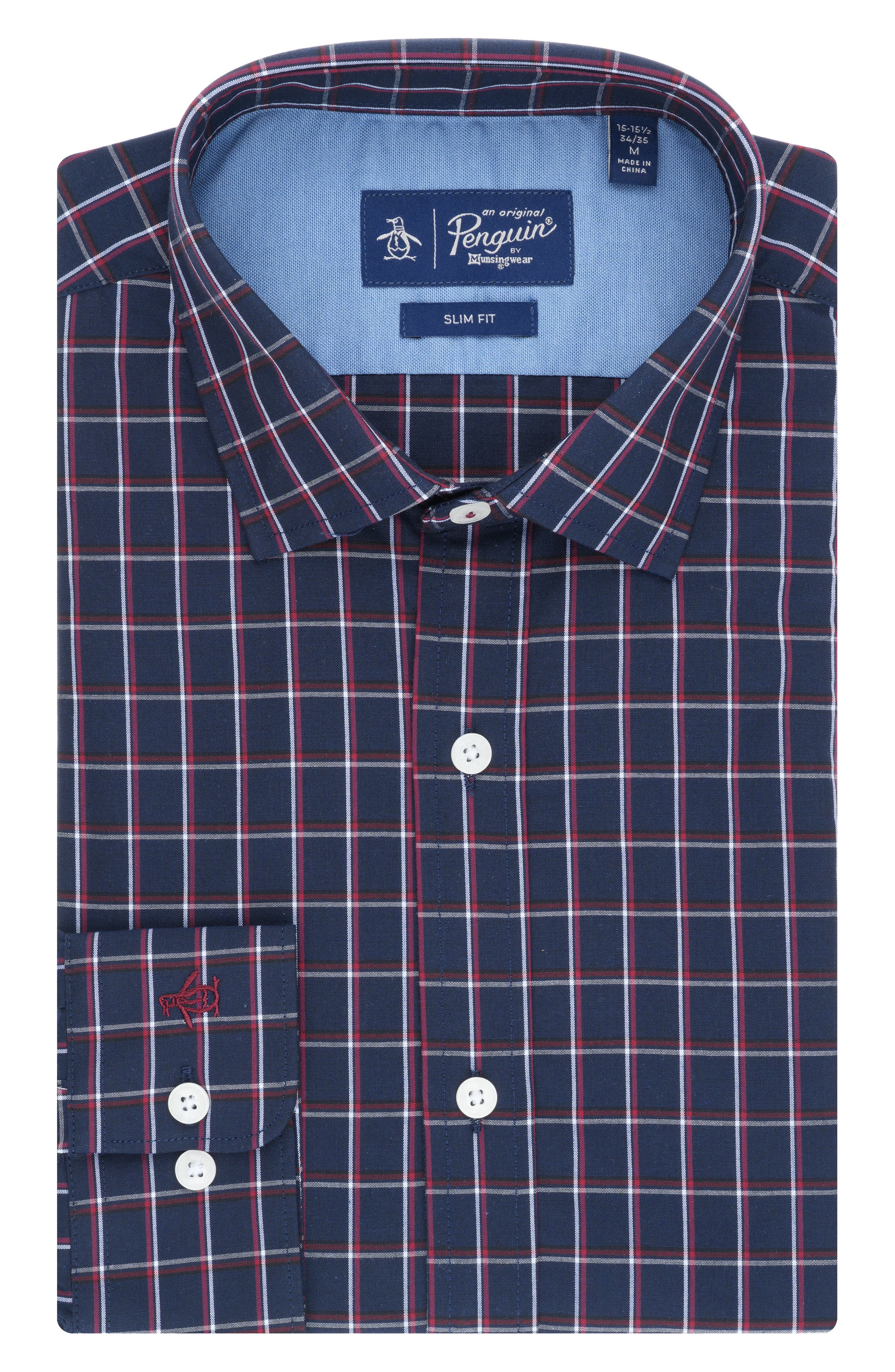 Original Penguin Fremont Slim Fit Windowpane Print Dress Shirt