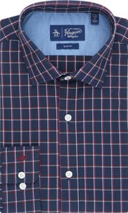 Original Penguin Fremont Slim Fit Windowpane Print Dress Shirt