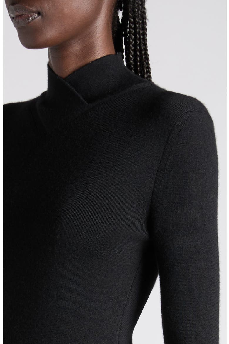 Long Sleeve Fine Stretch Merino Wool Midi Sweater Dress, Alternate, color, LB999 BLACK
