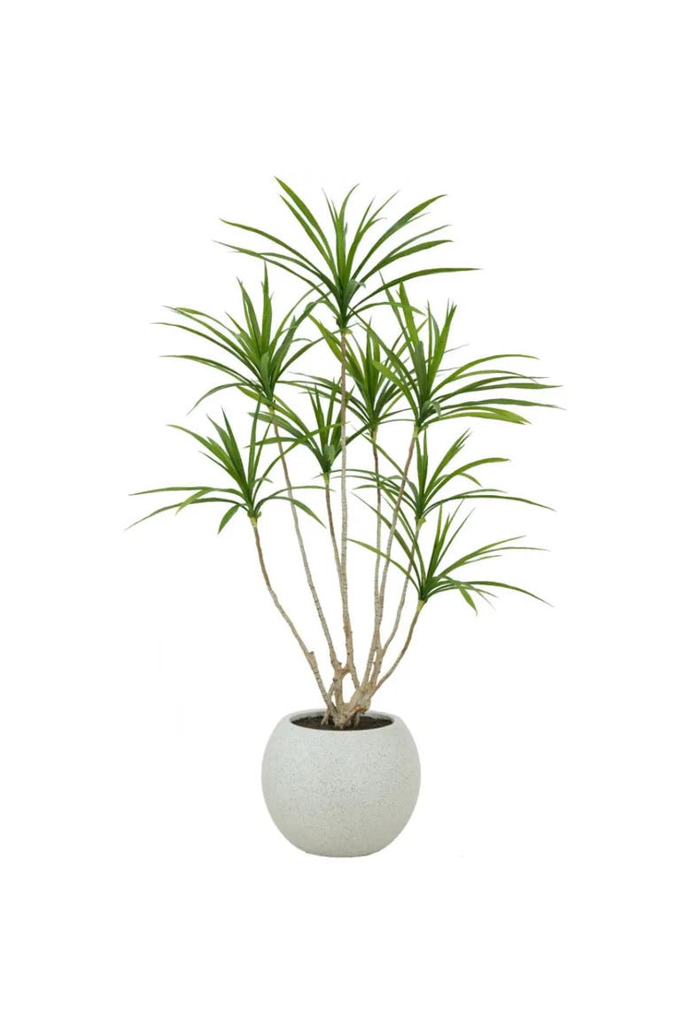 4' Artificial Dracaena Tree in Stone-Finish Pot, Main, color, Green