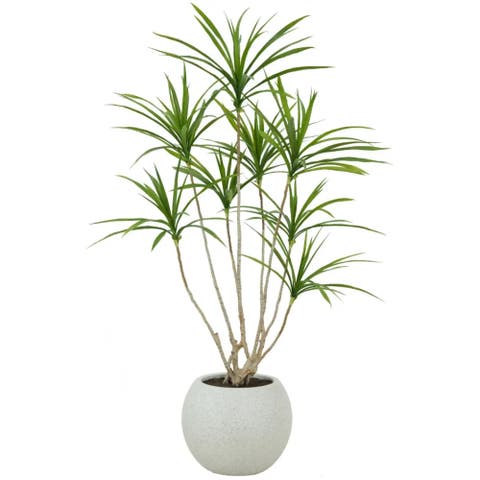 4' Artificial Dracaena Tree in Stone-Finish Pot