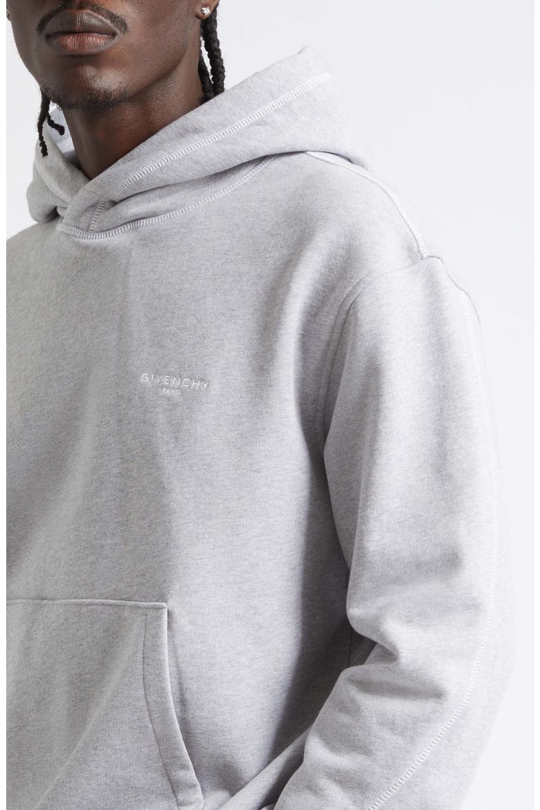 Couture Seam Cotton Fleece Hoodie, Alternate, color, LIGHT GREY MELANGE