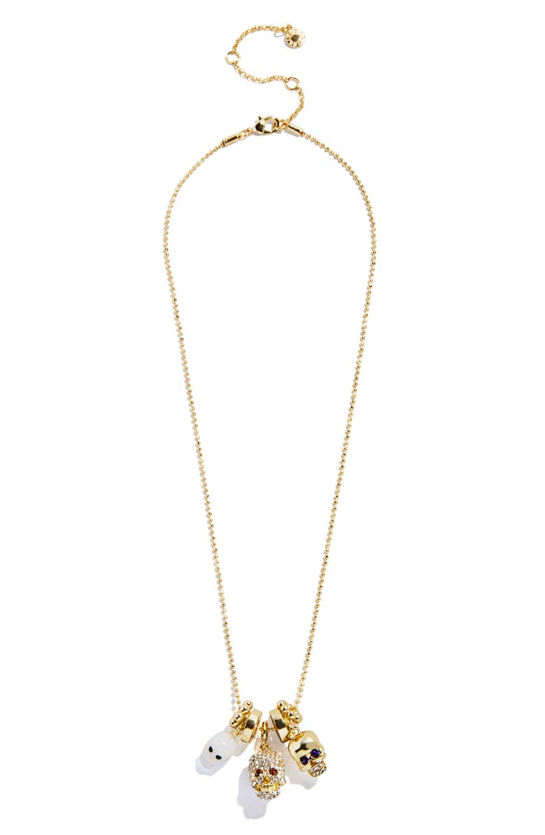 BaubleBar Sparkling Skull Charm Necklace, Alternate, color, 