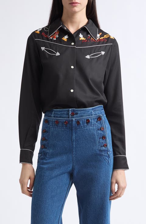 Checkers Embroidered Western Snap-Up Shirt