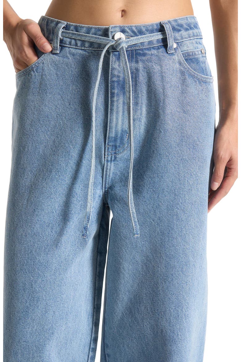 Faye Wide Mid Rise Jeans with Tie Waist, Alternate, color, Mid Blue