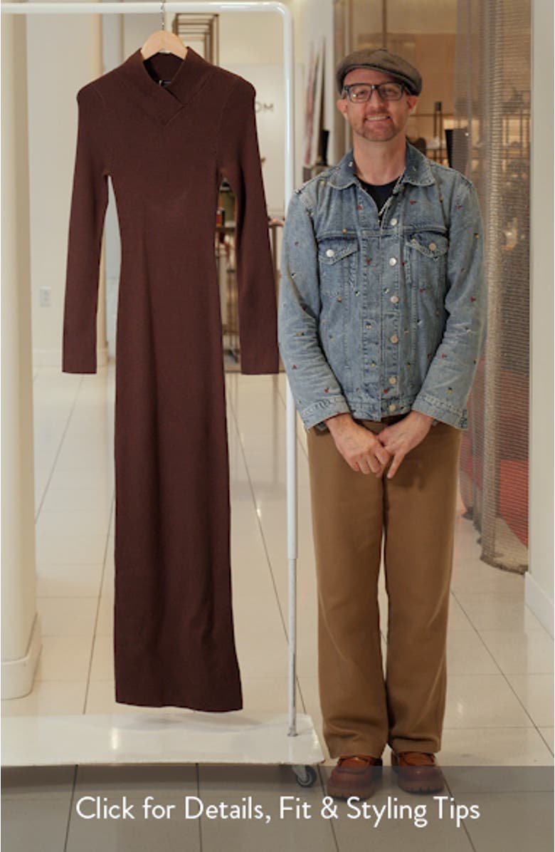 Rib Long Sleeve Body-Con Sweater Dress, sales video thumbnail