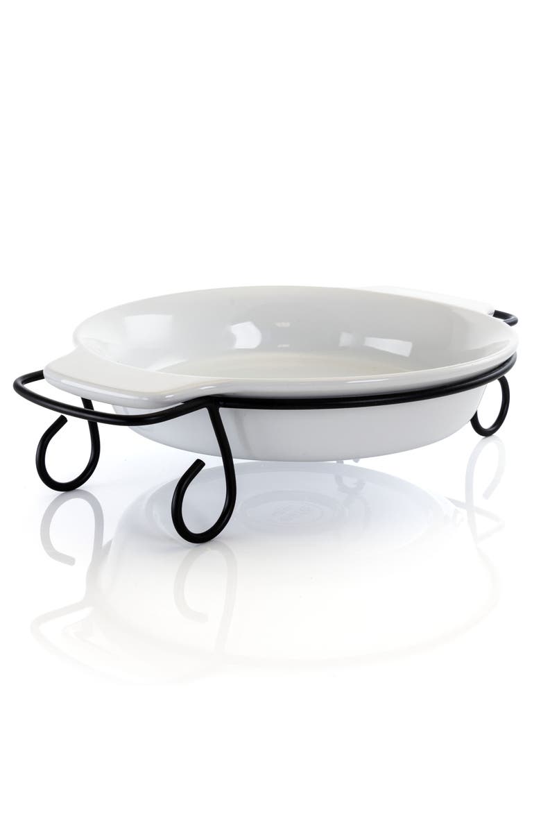 Gibson Elite Gracious Dining 2 Piece Stoneware Bakeware with Metal Rack, Main, color, White