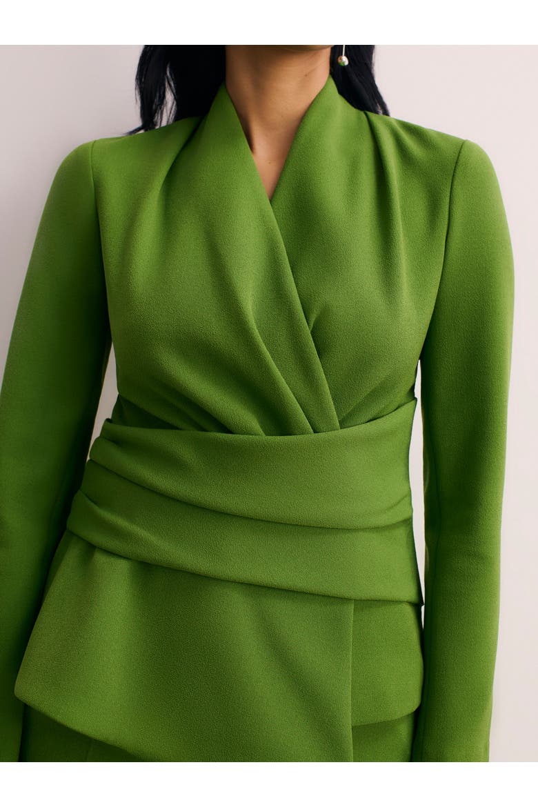 Sculpted Wrap Blouse Tailored Waist, Alternate, color, Green