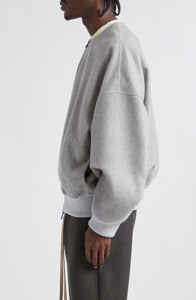 Fear of God Double Faced Virgin Wool & Cashmere Collarless Bomber Jacket, Alternate, color,