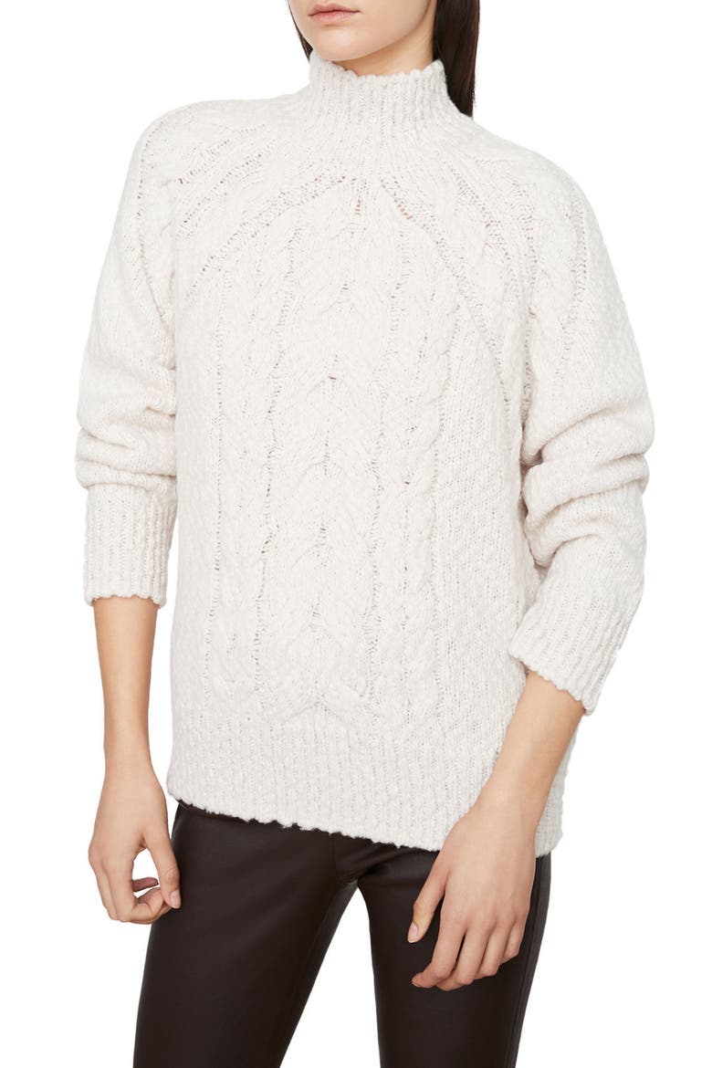 Rising Cable Turtleneck Sweater, Main, color, CREAM