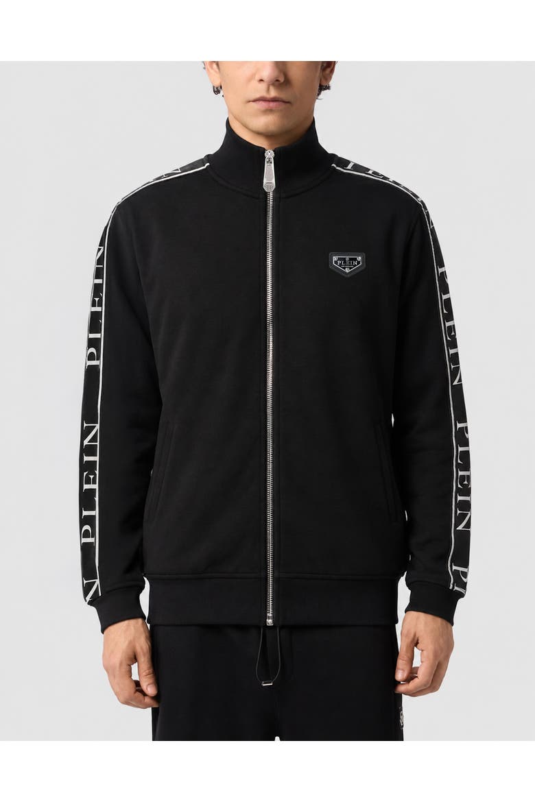 Jogging Jacket Plein Tape Men, Main, color, black