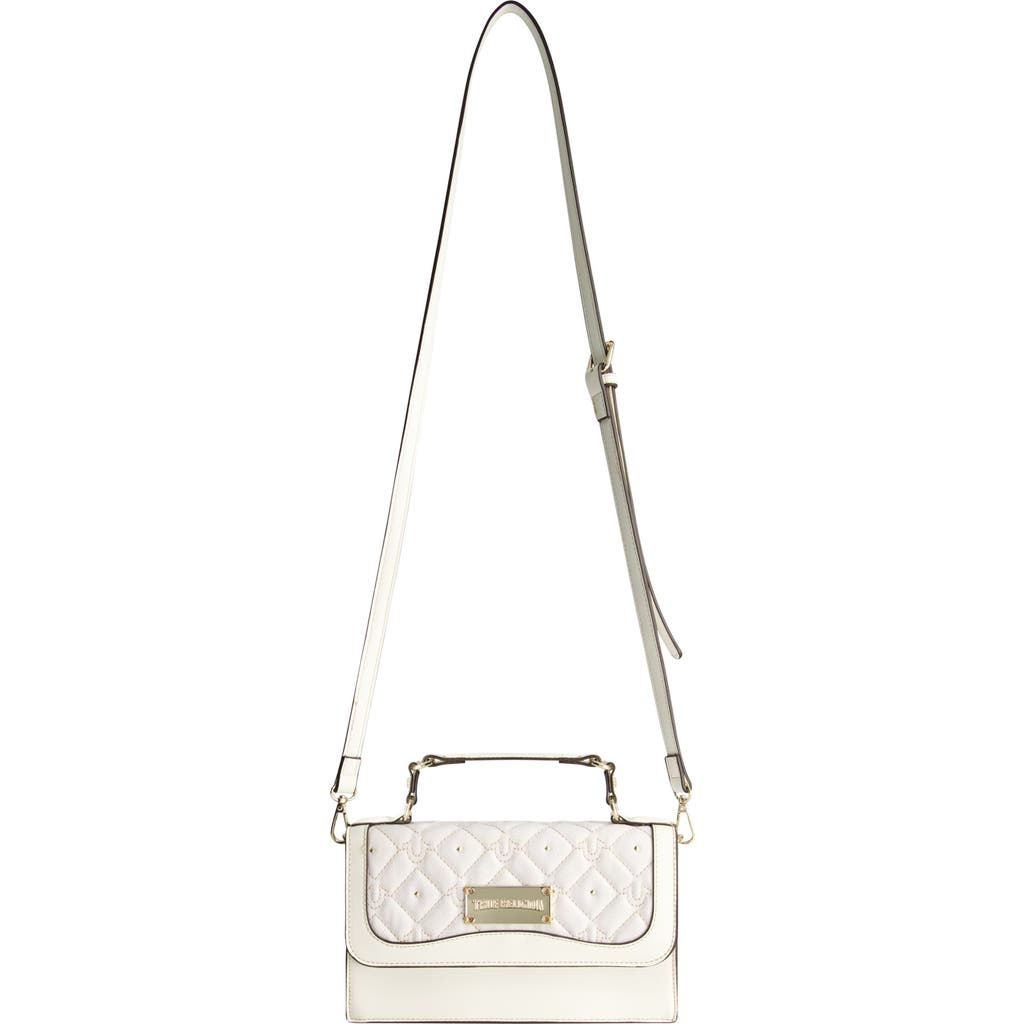 Uspa Accessories Studded Denim Flap Bag In White