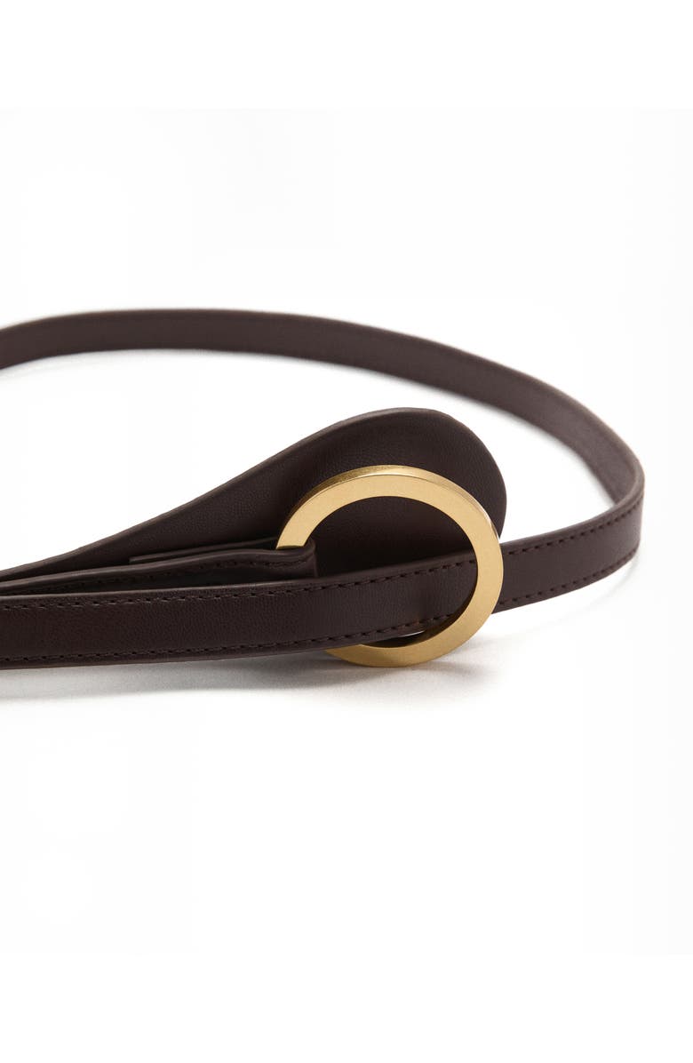 MANGO Slim Faux Leather Belt, Alternate, color, Chocolate