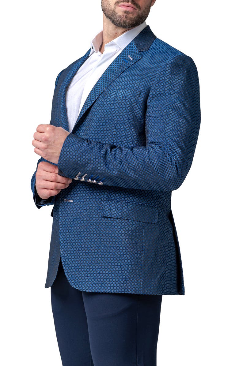 Maceoo Socrates Luxor Blue Stretch Sport Coat, Alternate, color, Blue