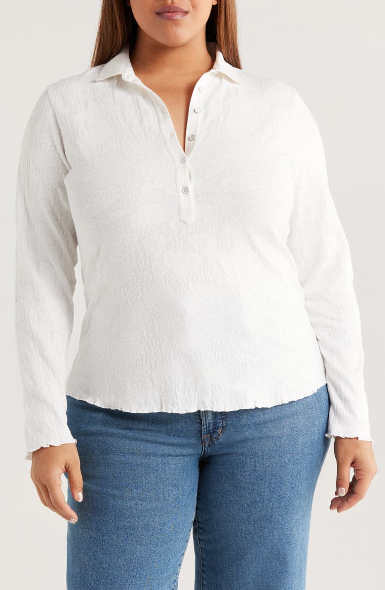 NIC+ZOE Lace Pattern Cotton Knit Top, Main, color, Paper White