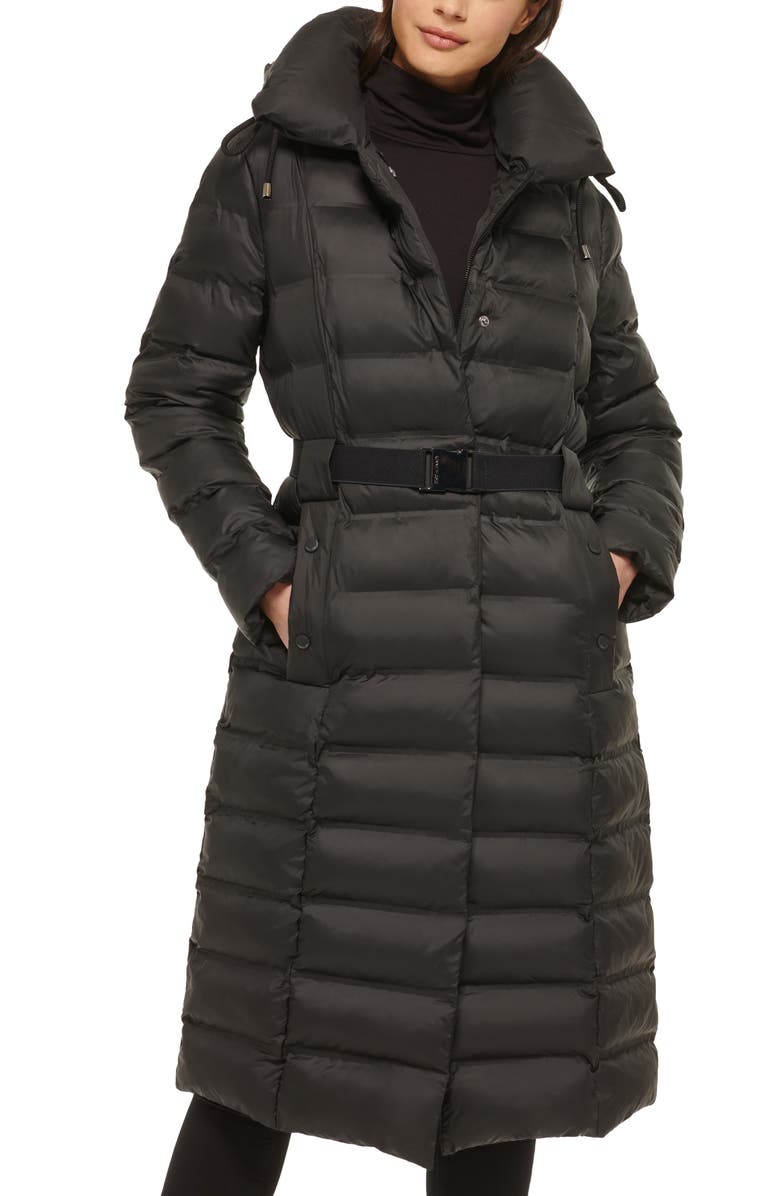 Kenneth Cole New York Cire Hooded Belted Puffer Jacket, Alternate, color,