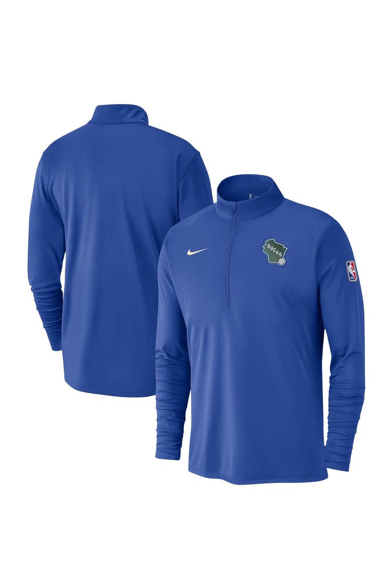 Men's Nike Royal Milwaukee Bucks 2024/25 City Edition Authentic Coaches Performance Half-Zip Top, Main, color, Royal