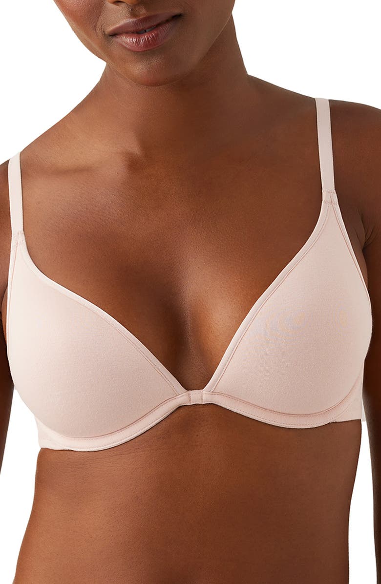 b.tempt'd by Wacoal Cotton to a Tee Underwire Plunge T-Shirt Bra, Main, color, Rose Smoke