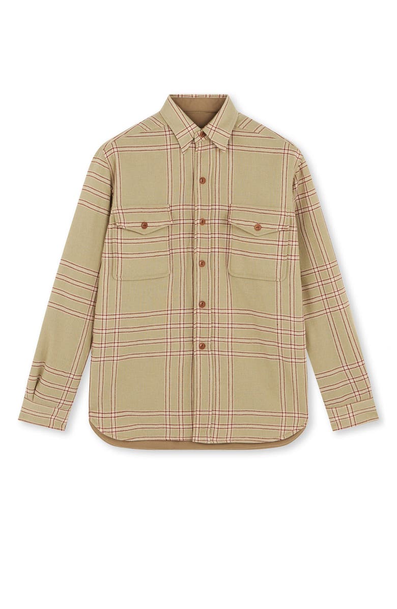 Fortela Overshirt in Recycled Wool Blend Check, Main, color, Green